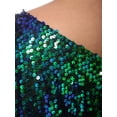 thumbnail image 5 of Women's Plus Size Sequin One Shoulder Short Sleeve Party Top, Mermaid, Large, 5 of 6