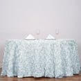 thumbnail image 2 of BalsaCircle 132" Raised Round Satin Tablecloth Rosette Floral Kitchen Dinner White, 2 of 3