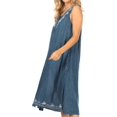thumbnail image 3 of Sakkas Ilaria Women's Midi Sleeveless Casual Loose Flare Print Dress Caftan Pocket - TD42-803-Navy - One Size, 3 of 5