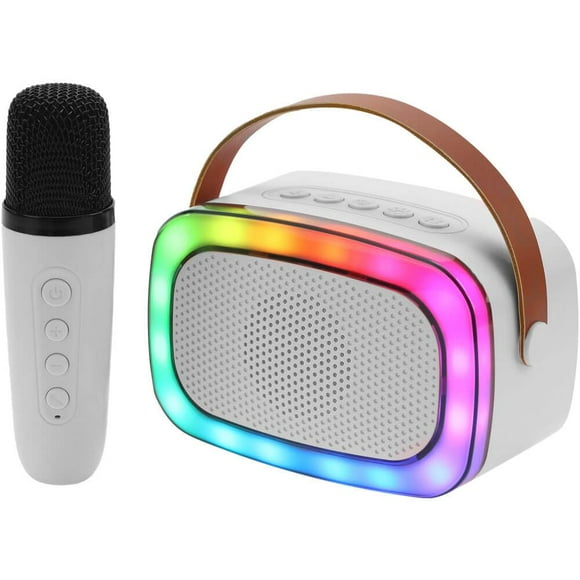 Mini altavoz Bluetooth para karaoke IQ Sound IQ-908K con micrófono, color blanco