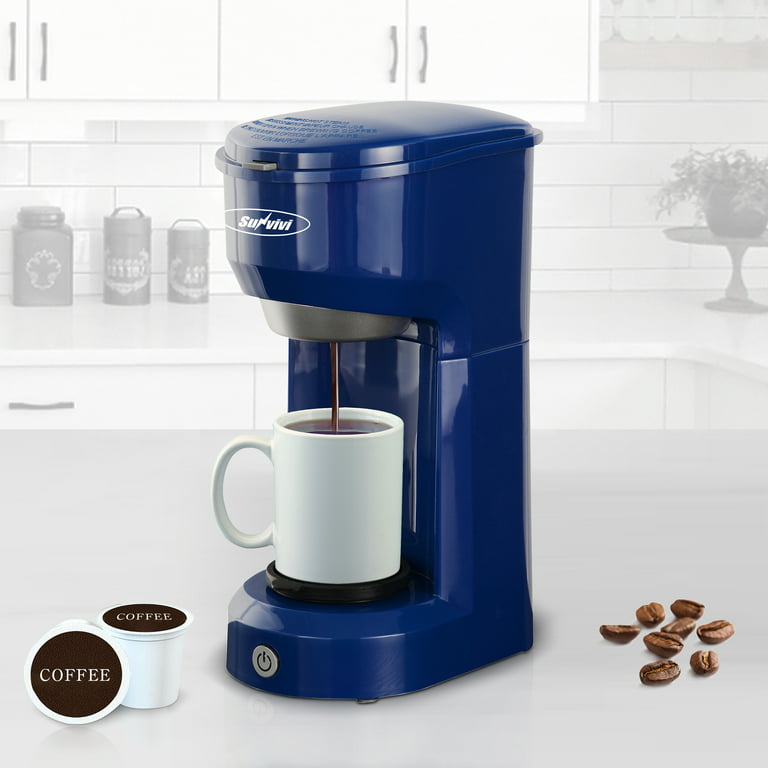 Superjoe Single Serve Coffee Maker Brewer for Single Cup Capsule with  6-14OZ Reservoir One-Touch Button Coffee Machines Blue 