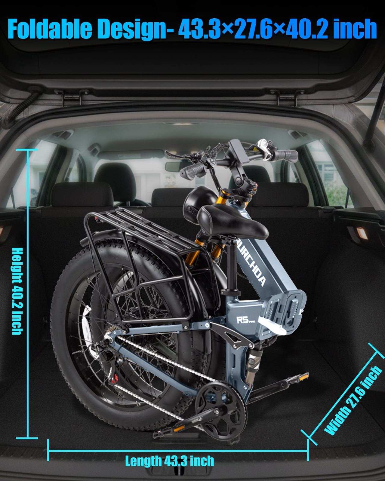 Folding AWD Dual motor Electric Bike for Adults 26'' 5000w UL2849 48v 30Ah, 7 Speeds,4.0 Fat Tire Ebike up to 40MPH Off Road E-mountain bike Dual Hydraulic Disc Brakes&Suspension Electric Bicycles