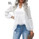 thumbnail image 1 of Camisa de mujer Jumpingount con cuello en V volantes Blusa de encaje casual manga larga Blanco XL, 1 of 6