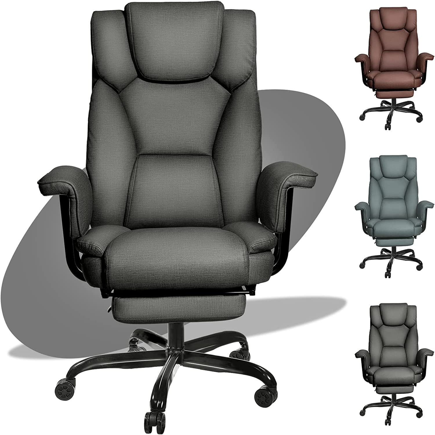 Reclining Office Chair with Footrest 350lbs, Big and Tall Home Office Executive