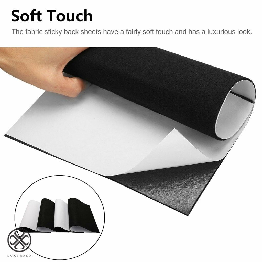 Luxtrada 6 Pieces Black Adhesive Back Felt Sheets Fabric Sticky Back  Sheets, Self-Adhesive, Durable and Water Resistant, Multi-Purpose for Art  and