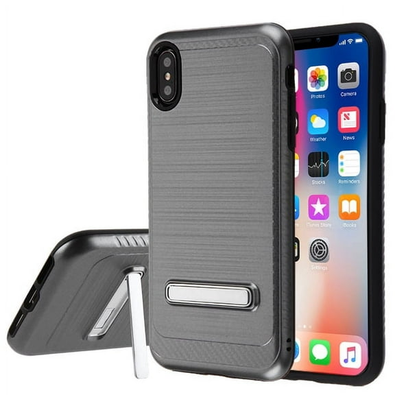 Apple iPhone Xs Max (6.5 Inch) - Phone Case Slim Tuff Hybrid Rubber Silicone Shockproof Dual Layer Hard TPU Rugged Thin Stand Cover - Space Gray Phone Case for Apple iPhone Xs Max