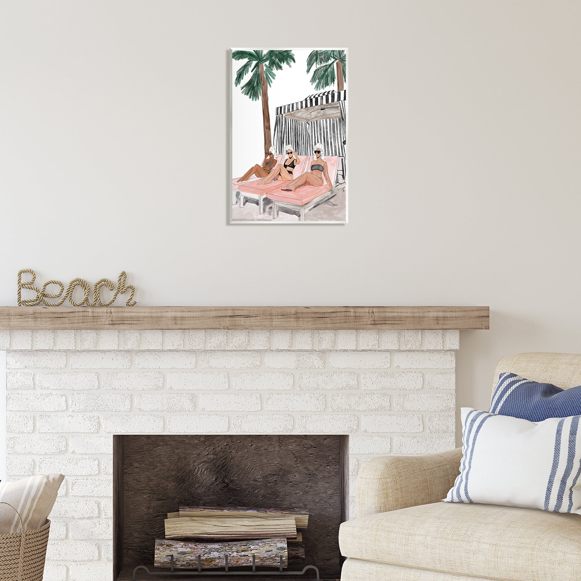 Stupell Industries Girls Lounging Tropical Vacation Coastal Painting Unframed Art Print Wall Art