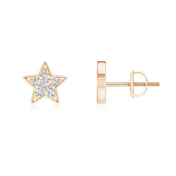 ANGARA Natural Diamond Cluster Star Stud Earrings in 14K Rose Gold for Women (Size-1.6mm| Color-G| Clarity-VS2) | April Birthstone, Anniversary, Jewelry Gift for Women | Natural Diamond Earrings