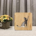 thumbnail image 3 of Luz de noche USB de gato animal de madera 3D, lámpara de mesa led, novedad, decoración para cafetería para dormitorio Feliz Sencillez, 3 of 5