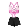 thumbnail image 6 of PWPSG Crisscross Twist High Waisted Shorts Two Piece Swimsuit Waist Cinching Shaping for Poolside Wear Pink XXL, 6 of 6