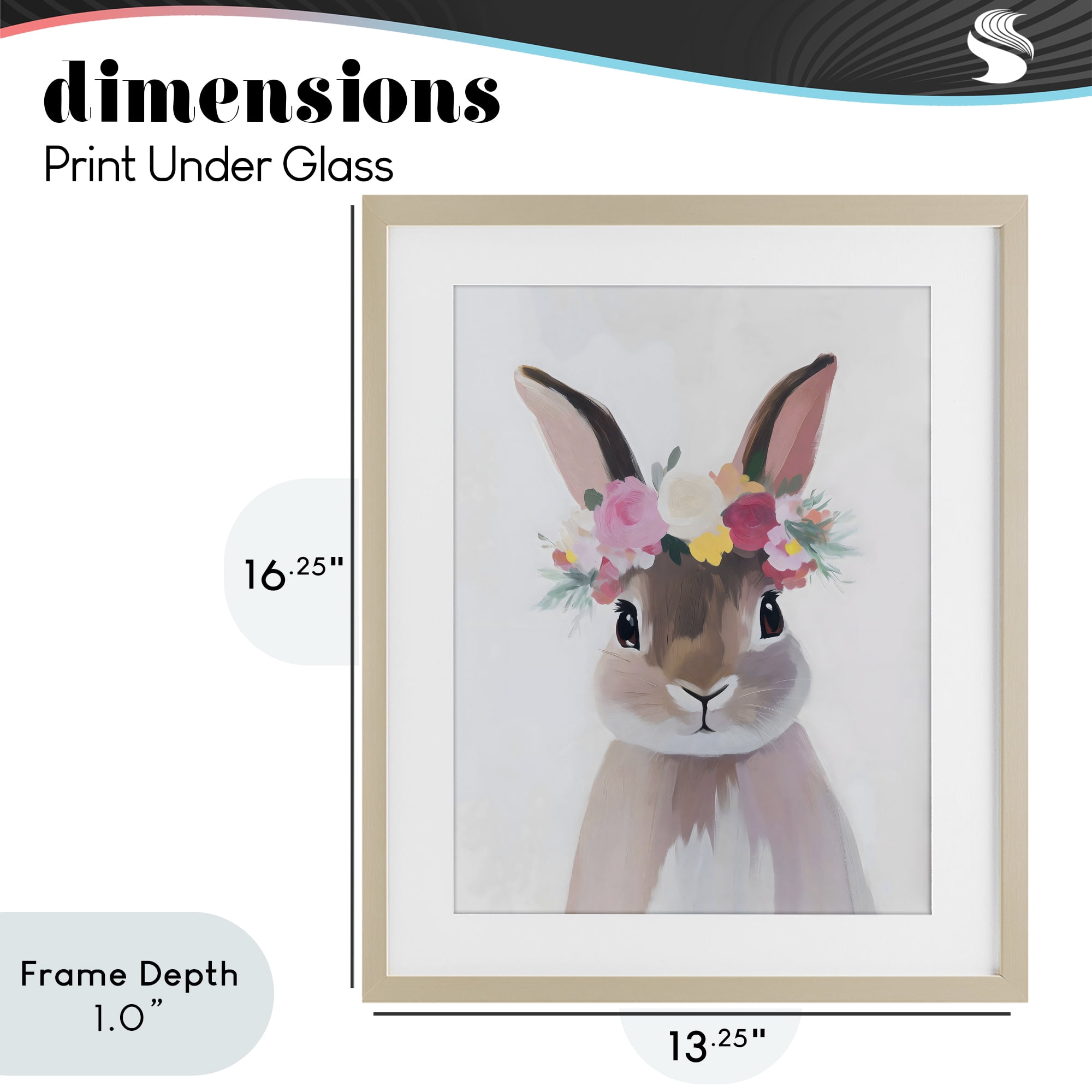 Stupell Industries Flower Crown Rabbit Birch Framed Print Under Glass, design by The Prints Vibe