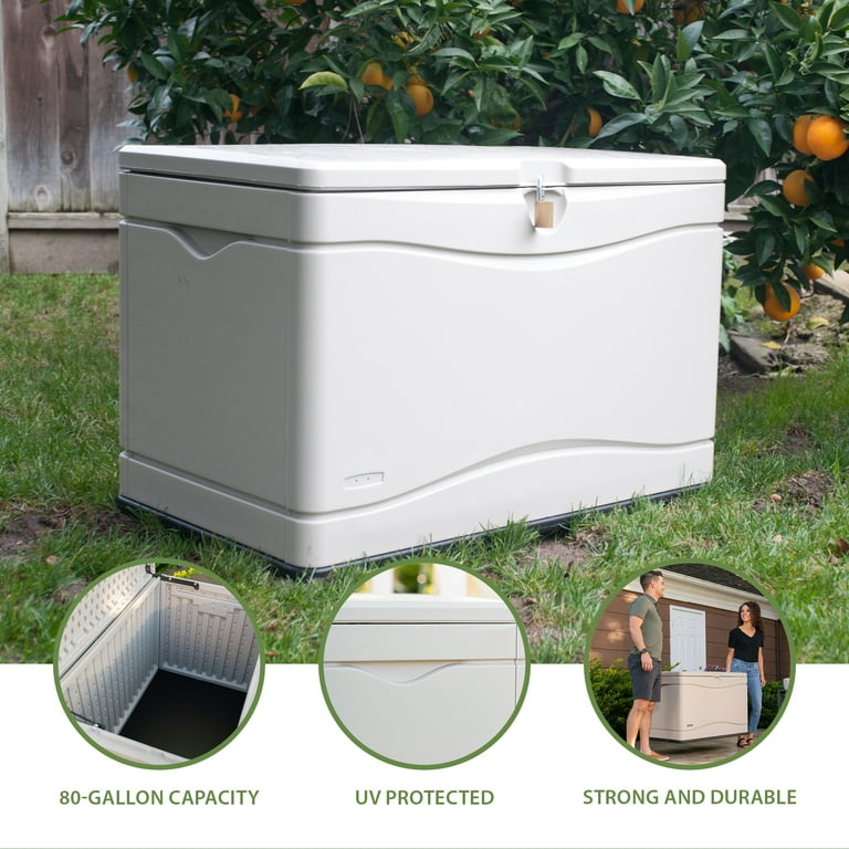 Lifetime New Outdoor Polyethylene Deck Box and Bench 80 Gal., Tan