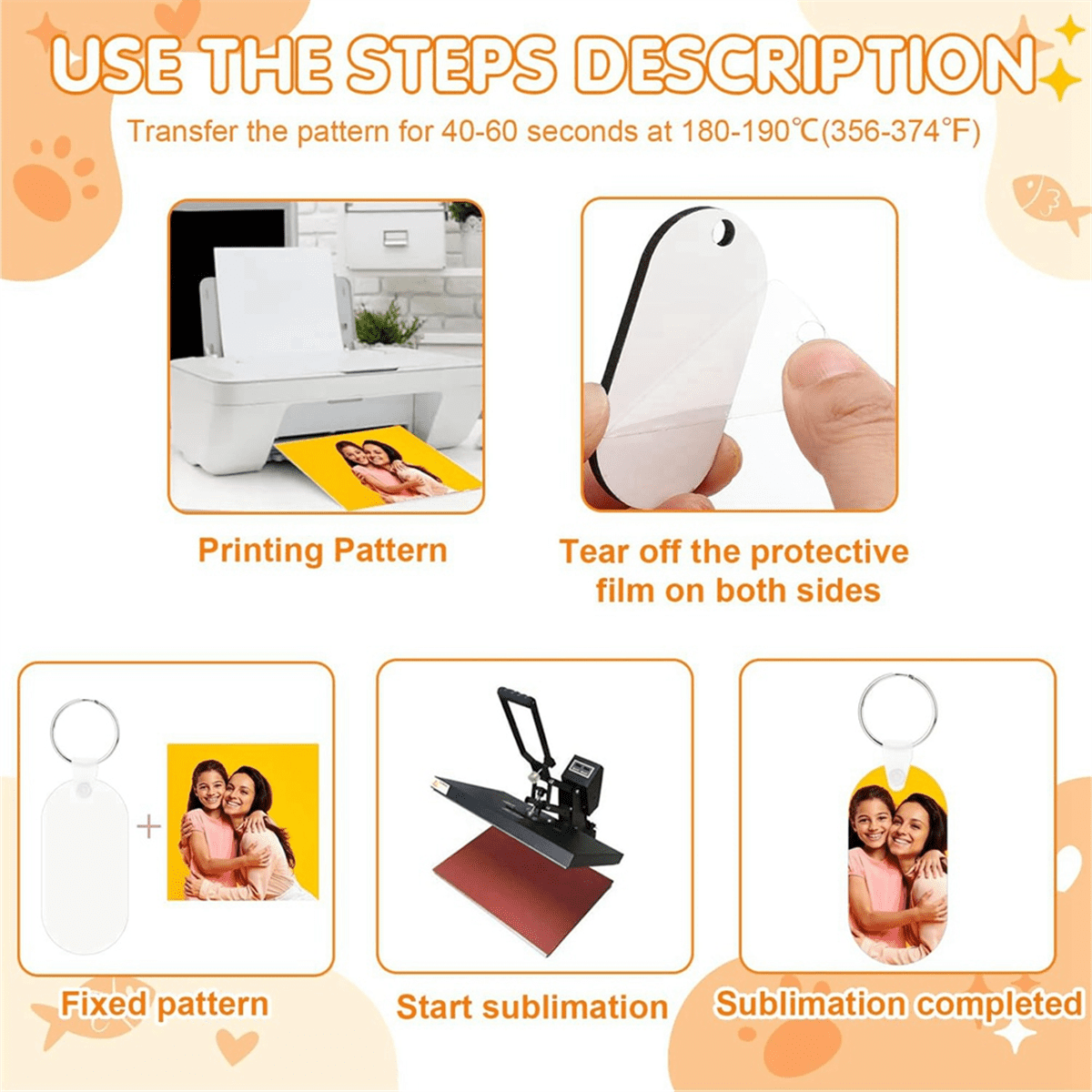 HOT 300 Pcs Sublimation Keychain Blanks Bulk Double Side Heat Transfer MDF Blank Set with Rings