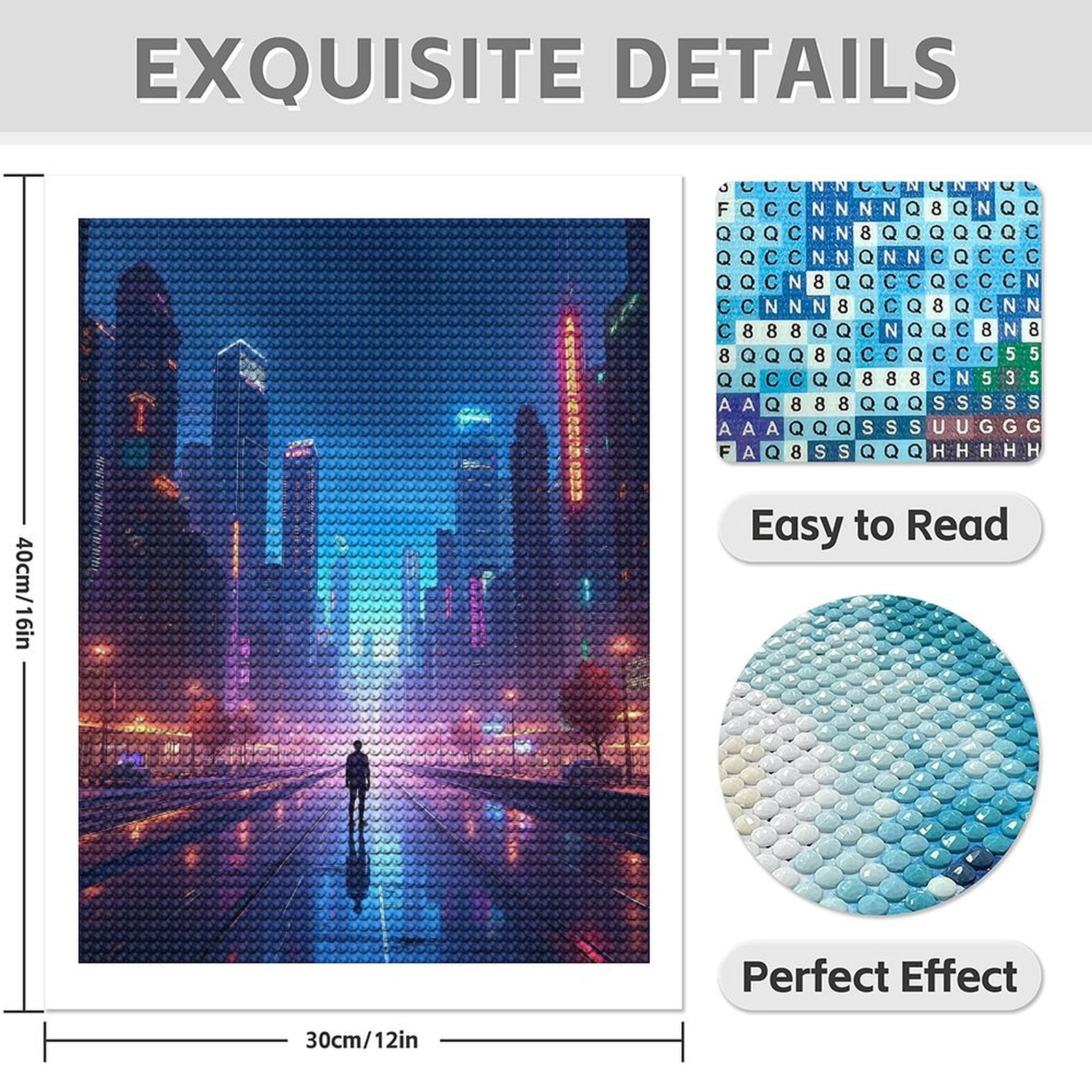 Diamond Art Kits for Adults - Cool Cyberpunk Cityscape Print No.81 5D Frameless Dimond Painting Kit for Adults Beginner, Round Diamond Kits for Home Wall Decor, Gift for Women