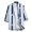 Blue, variant on WREESH Men's Striped Button Down Shirts Long Sleeve Turndown Collar with Striped Pattern, Men's Pocketless 3/4 Sleeve Printed Neck Top Blue
