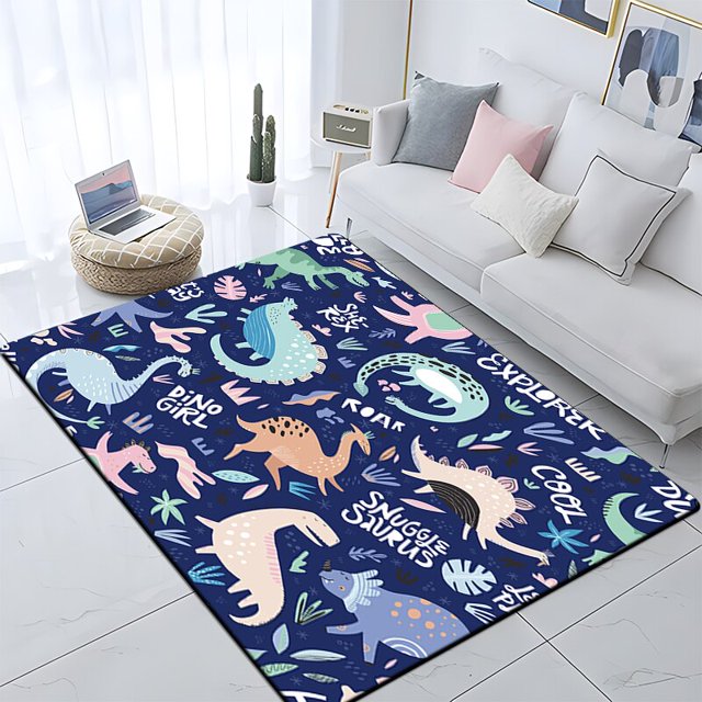 Cartoon Dinosaur 3d HD Print Carpet for Living Room,Children Play RoomRug,Children's crawling mat,Large Carpet Rug for Bedro Fivean unisex