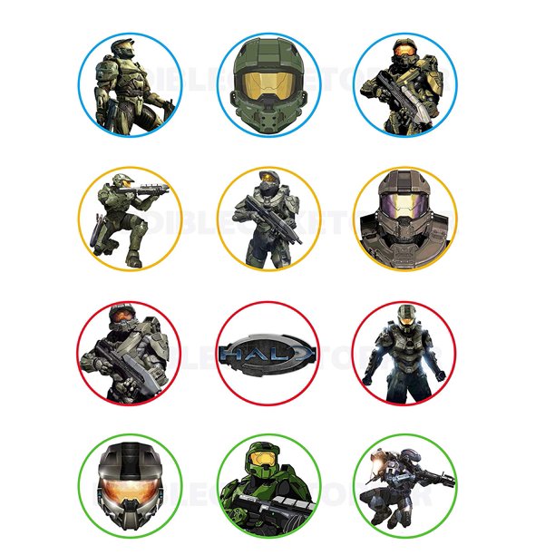 Halo Edible Cupcake Toppers (12 Images)