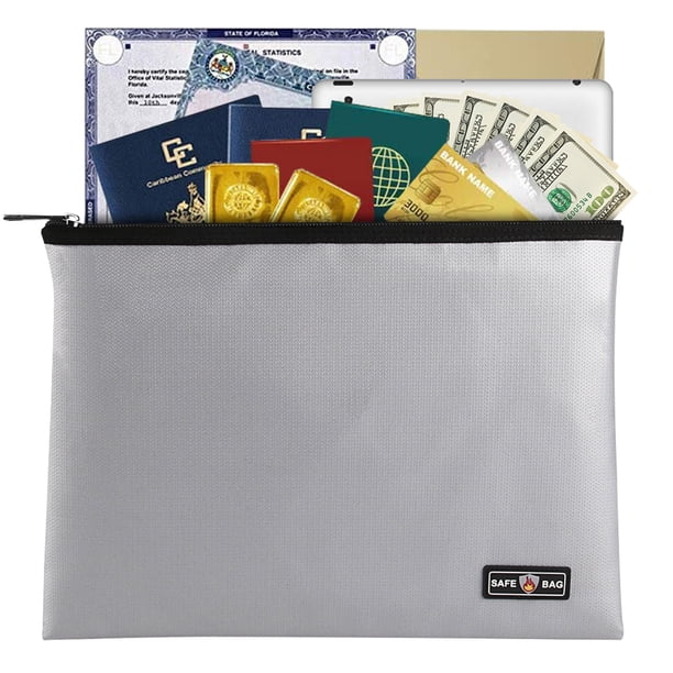 Bolsa de documentos a prueba de fuego Carpeta de archivos a prueba de fuego e impermeable Bolsa de d Abanopi Silver