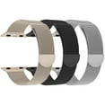 thumbnail image 2 of 3 Pack Stainless Steel Strap Compatible with Apple Watch Band 42mm 44mm 45mm 49mm, Dwitch Magnetic Clasp Replacement Band for iWatch Series 9 8 7 6 5 4 3 2 SE Ultra 2,Retro Gold/Black/Silver, 2 of 4