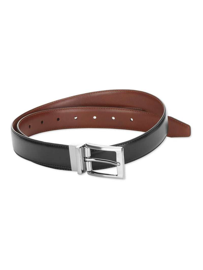 【 】Reversible Belt George Men's 32mm Reversible Feather Edge Stitch Belt with