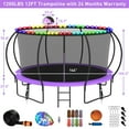 thumbnail image 2 of Kumix Trampoline 8 10 12 14 15 16FT, 1200LBS Upgraded Trampoline for 1-2 Adults/ 6-7 Kids with Light, Sprinkler, Socks, Recreational Trampoline with Basketball Hoop, Wind Stakes, No Gap Trampoline, 2 of 7
