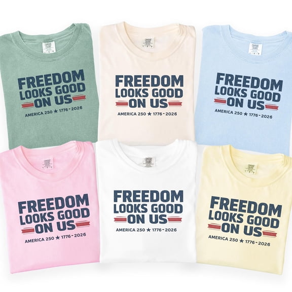 Freedom Looks Good On Us Family Matching T-Shirt, Patriotic 1776-2026 250th Anniversary Group Tee, Unisex Comfort Colors Style