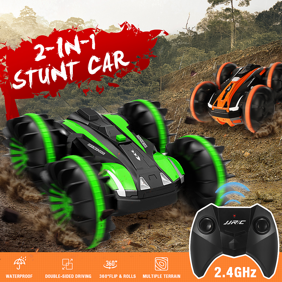 Details about / Remote Control Car RC Cars Stunt Car Toy 4WD 2.4Ghz Double Sided 360° Green