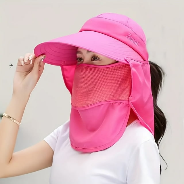 QJUHUNG Chapeau de Protection Solaire Gris Clair pour Femmes avec Grand Bord et Rabat de Cou - Respirant et Résistant aux UV pour Cyclisme, Pêche et Randonnée, Sangle de Menton Réglable, Tissu Polyester Extérieur