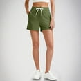 thumbnail image 2 of Simua Women's Ribbed Shorts Solid Color Elastic Waist Drawstring Pockets Casual Summer Sports Shorts, 2 of 8