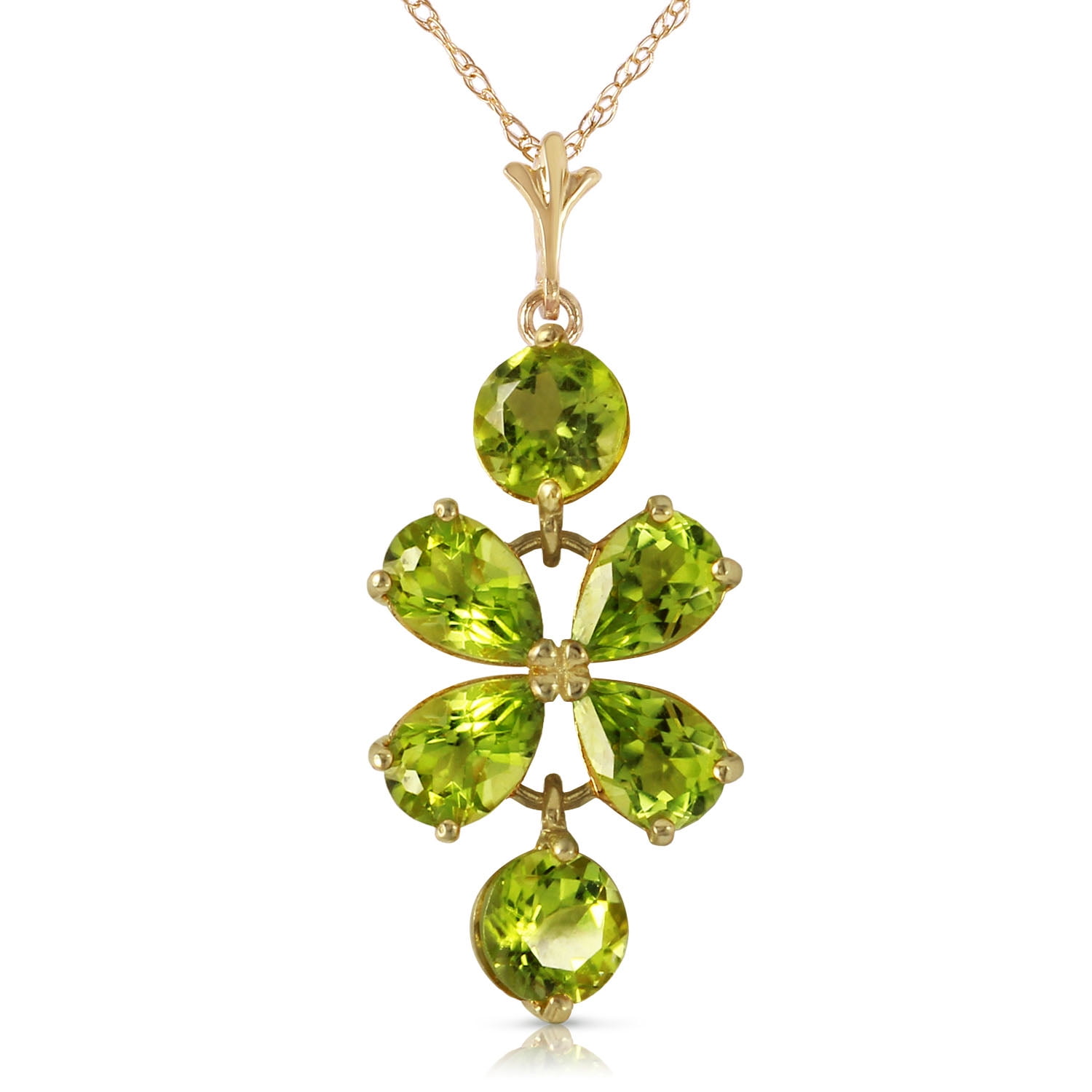 Galaxy Gold 14K Solid Gold Natural Peridot Pear Drop Pendant Necklace for Women - Yellow Gold Fine Jewelry