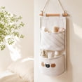 thumbnail image 7 of SLYNSHome 2-Pocket Fabric Organizer Bag,Hanging Foldable Bag Beige Wall Mount Storage Pouch For Bedroom, Bathroom, Kitchen Door Small Sundry Storage, 7 of 7