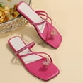 thumbnail image 5 of asdoklhq Clearance Women Shoes Under $10, Square Toe Butterfly Thong Rhinestone Flat Sandals, 5 of 5
