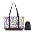thumbnail image 7 of FORMRS Canvas Laptop Tote Bag for Women with 15.6" Computer Compartments Shoulder Handbag, Purple Doodle Pattern, 7 of 7
