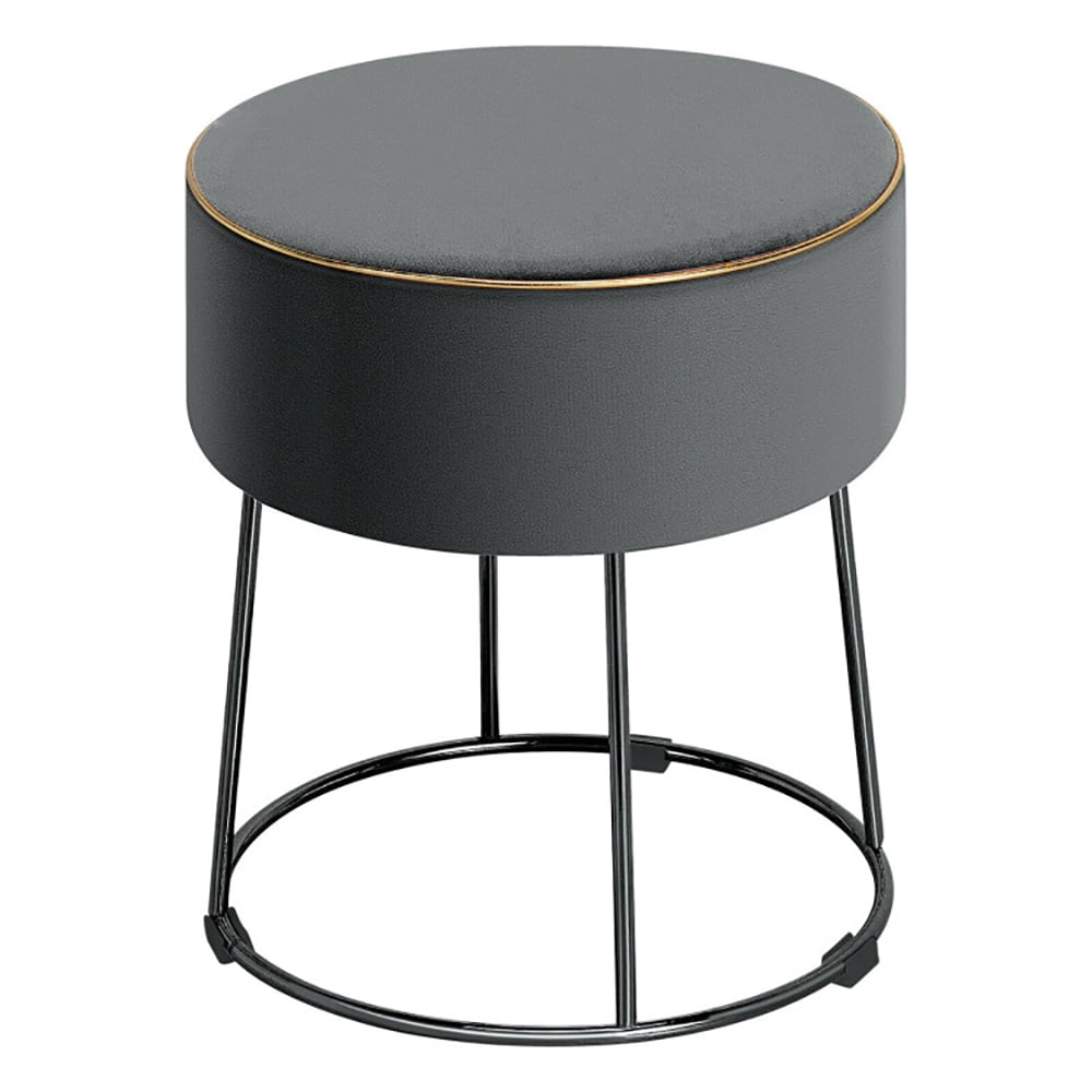 Finihen Round Velvet Ottoman, Footrest Stool, Vanity Chair, Velvet Footrest Stool Ottoman with Non-Slip Foot Pads for Bedside, for Living Room, Bedroom, Gray Finihen Round Velvet Ottoman, Footrest Stool, Vanity Chair, Velvet Footrest Stool Ottoman with Non-Slip Foot Pads for Bedside, for Living Room, Bedroom, Gray