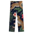 thumbnail image 4 of Tropical Leopards Vibrant Flowers Jungle Winter Female Pants Flannel High Waist Women Pants Lady Warm Straight Leg Plush Trousers, 4 of 7