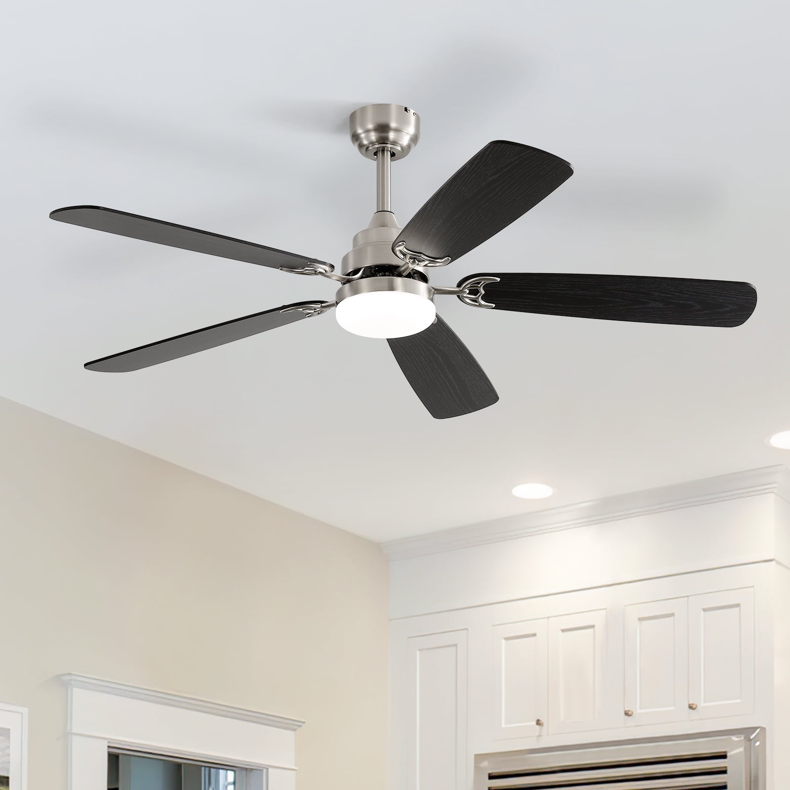 Sofucor 52" Ceiling Fan with Dual Blade Finish, Modern, LED Light, Downrod Mount, Indoor