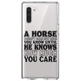 thumbnail image 1 of DistinctInk Clear Shockproof Hybrid Case for Samsung Galaxy Note 10 (6.3" Screen) - TPU Bumper Acrylic Back Tempered Glass Screen Protector - Horse Doesn't Care How Much You Know, 1 of 1