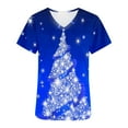 thumbnail image 4 of LSLJS Christmas Blouse d'Allaitement pour Femmes de Noël à Manches Courtes, Col en V, Imprimée, avec Poches, Scrub Tops, 4 of 5