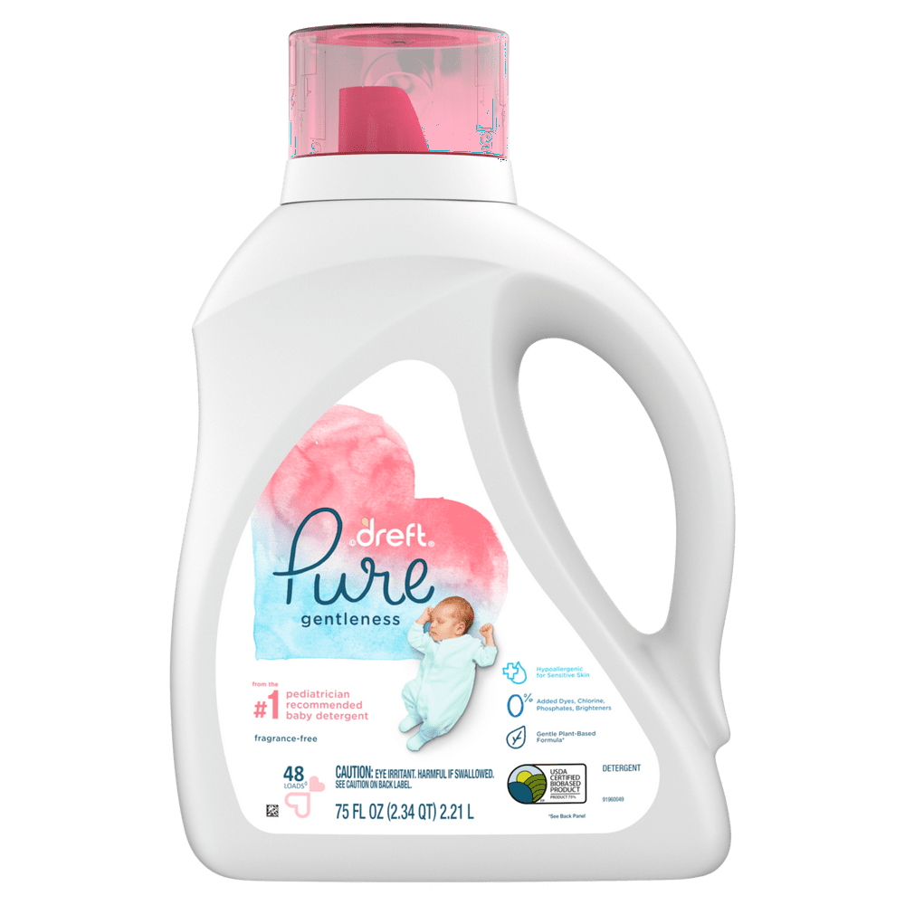 Dreft Pure Gentleness Liquid Baby Detergent, Fragrance Free, 75 Fl Oz