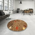 thumbnail image 3 of Ahgly Company Indoor Round Abstract Saddle Brown Abstract Area Rugs, 4' Round, 3 of 6