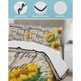 thumbnail image 3 of Quilt King Size Bedding Set, Sunflower Reversible Summer Quilt 3 Pieces, Yellow Flowers Summer Botanical Wooden Lightweight Bedspreads Coverlets with 2 Pillow Shams for All Seasons, 3 of 5