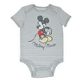 Disney Mickey Mouse Newborn Baby Boys 4 Piece Outfit Set Bodysuit Pants Bib Hat White/Gray
