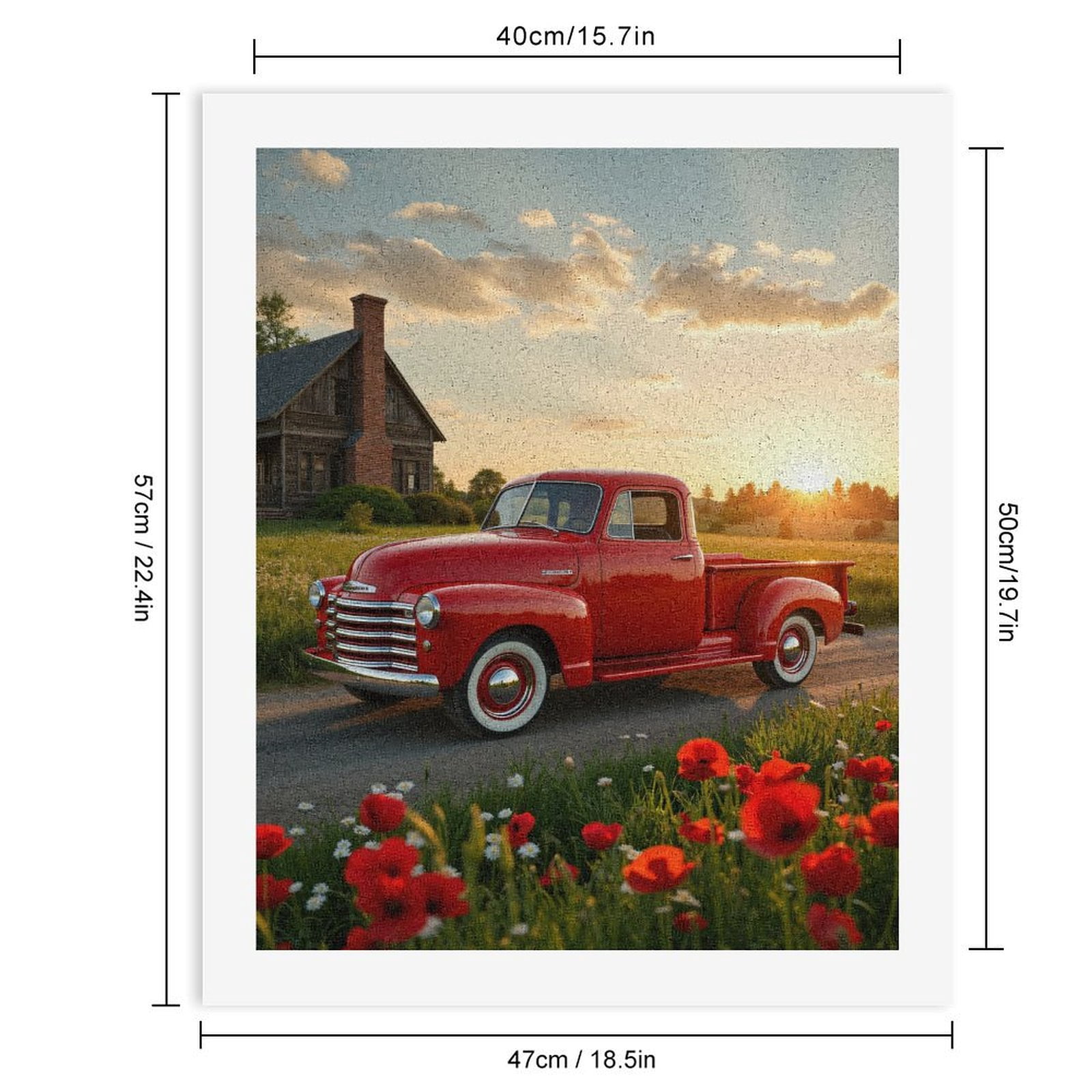 Paint by Numbers Kit for Adults, Vintage Red Truck Sunset Farm Paint by Numbers, Easy Paint by Numbers Kit for Adults Beginner, DIY Adult Paint by Number Kits on Canvas, Home Decor