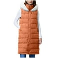 thumbnail image 6 of Cutuoiiu Women's Casual Winter Long Puffer Coats Stand Collar Sleeveless Hooded Zip up Coat with Pockets Gifts, 6 of 8