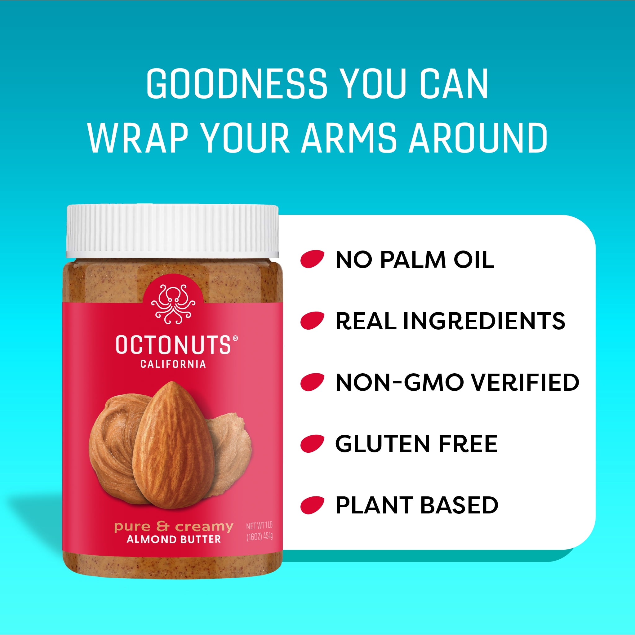 (2 pack) Octonuts Dry Roasted Almond Butter 16oz - Pure Creamy Nut Butter - Heart Healthy and Delicious - Gluten Free, Vegan, Kosher, Paleo, Non-GMO Nut Butters Single Ingredient