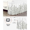 thumbnail image 4 of Herb Flower Farmhouse Garden Ruffle Bed Skirt King Size Vintage Lines Adjustable Elastic Dust Bed Skirts Wrap Around Bedskirt Wrinkle Free Easy Fit with 18 Inch Drop, 4 of 8