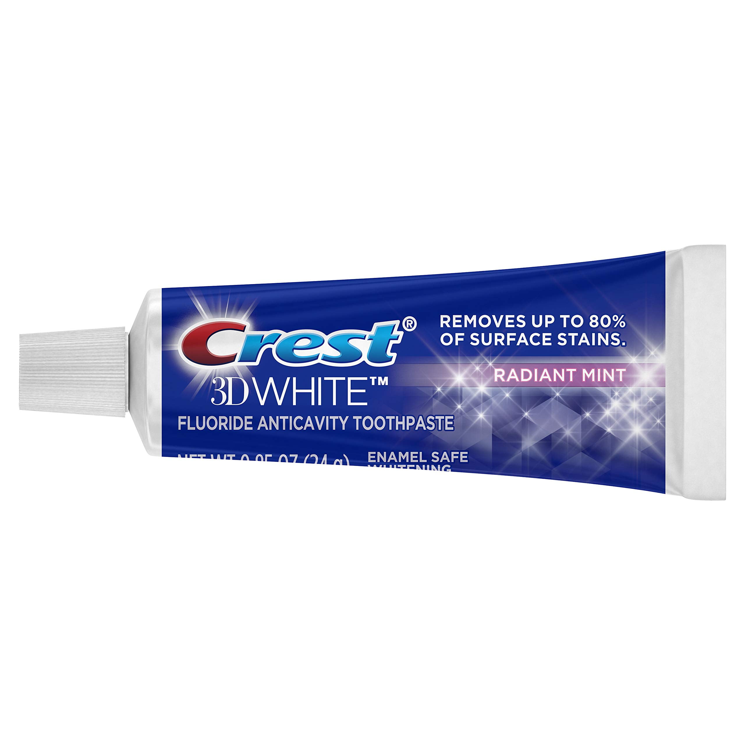 Crest 3D White Whitening Toothpaste, Radiant Mint, 0.85 Ounce (Pack Of 36) Packaging May Vary