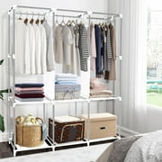 Portable Closet Storage Organizer Clothes Wardrobe Shoe Clothing Rack Shelf Dustproof Non-woven Fabric, Quick and Easy to Assemble