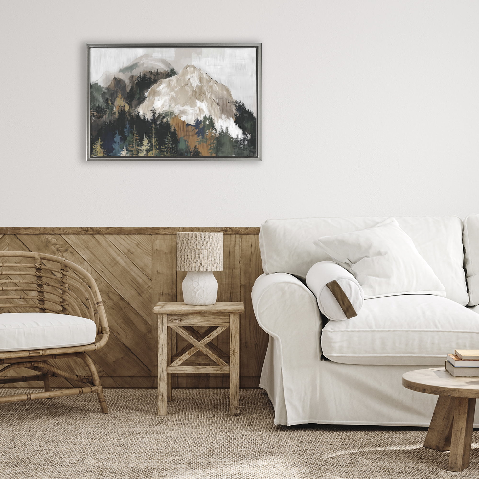 Stupell Industries Rugged Mountain Peaks Gray Framed Floater Canvas Wall Art, design by Chromatic Storm Studio