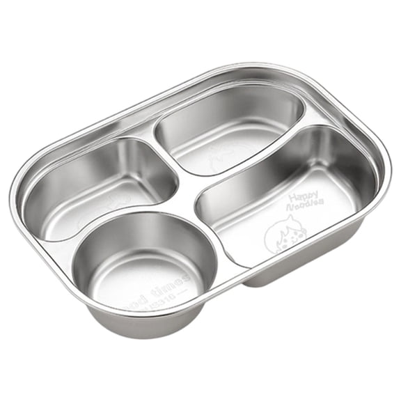 AOOOWER 316 Nonrust Steel Kids Plate 4 Compartment Divided Dish For Boys Portable